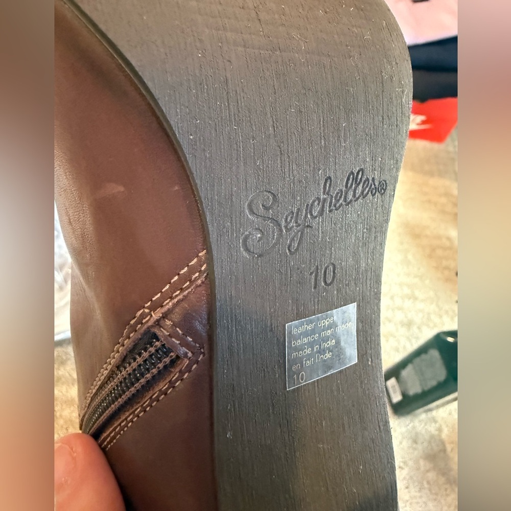 Seychelles Cognac Leather Knee High Boots Block Heel Tall Boots NIB - 9.5 - Picture 5 of 5